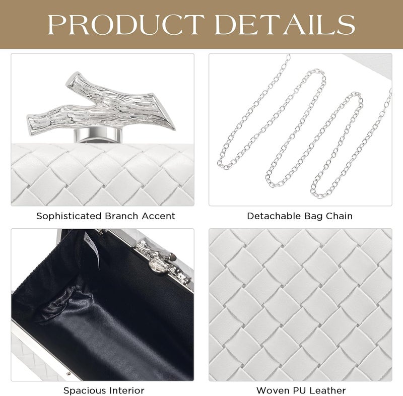 CHUNLI Clutch Purses for Women Evening/Wedding Chic Woven Bag Formal PU Leather Purse Designer Handbags for Women - Image 3